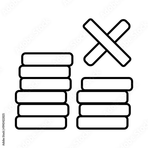 Inflation. Large and small stacks of coins sign. Geometric vector linear illustration about inflation.