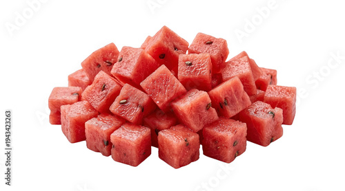 Photography A vibrant and refreshing pile of perfectly cubed, juicy watermelon pieces, ready