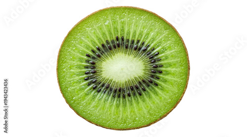 Obraz na plátne Close up vibrant green kiwi fruit slice with black seeds, healthy natural food,