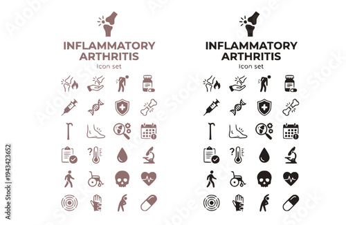 Inflammatory Arthritis Icons Set Joint Pain Autoimmune Disease Rheumatoid Arthritis Chronic Inflammation Joint Swelling Vector Illustration