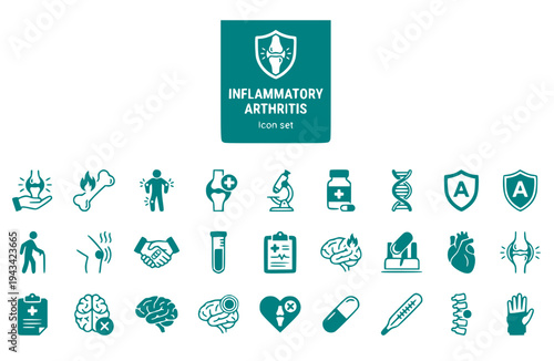 Inflammatory Arthritis Icons Set Joint Pain Autoimmune Disease Rheumatoid Arthritis Chronic Inflammation Joint Swelling Vector Illustration