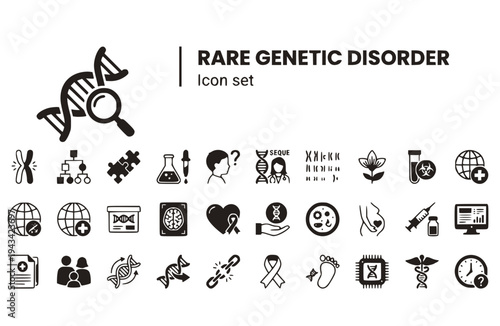Rare Genetic Disorder Icons Set Chromosomal Abnormalities Inherited Condition Genetic Mutation Congenital Disorder Rare Disease Vector Illustration