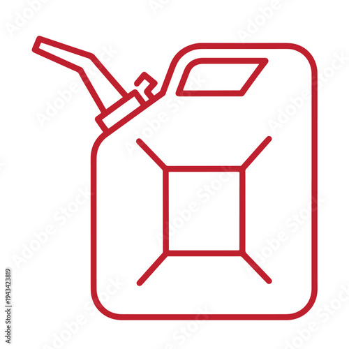 Red line icon of a gasoline can on white background  simple illustration