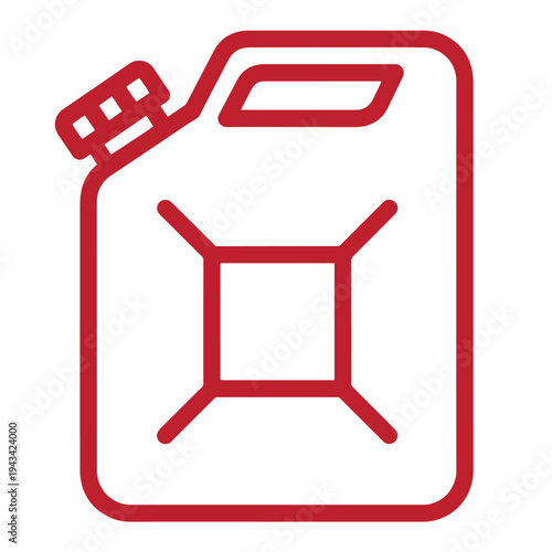 Red oil can icon with handle and cap on white background for industrial or automotive use