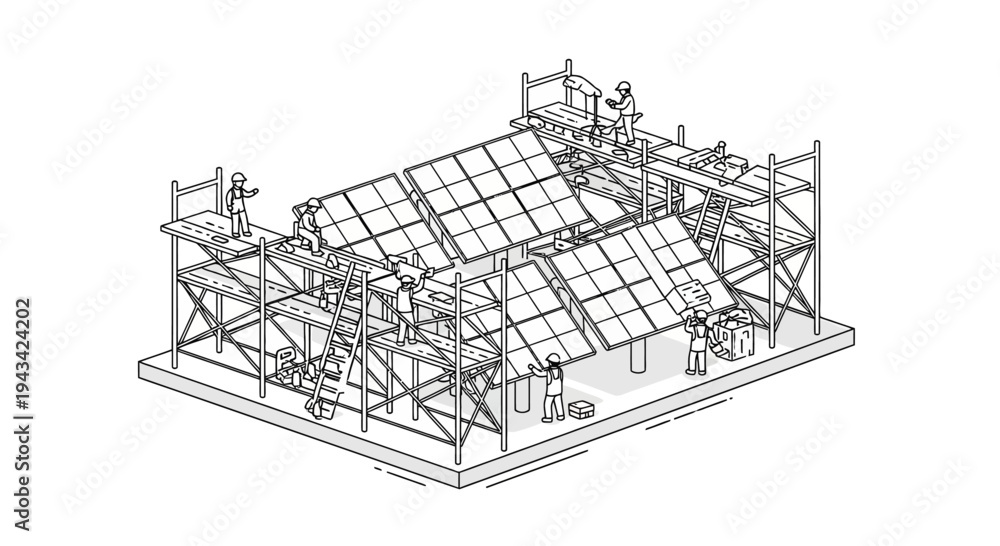 Fotografija Scaffolding structure with metal frame.