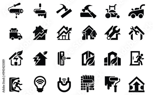 Home Repair and Real Estate Vector Icons Set