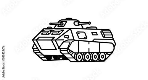 Modern Armored Military Tank Vehicle.
