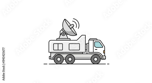 Satellite truck broadcasting live signal.