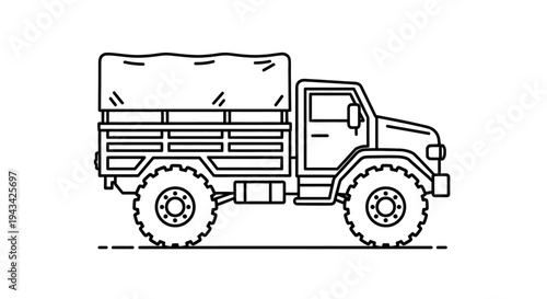 Large Military Truck with Tarp.