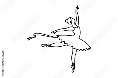 Ballerina in elegant pose, ballet dancer icon