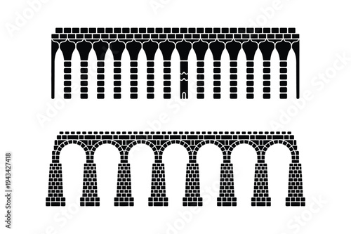 Aqueduct and roman arch icons