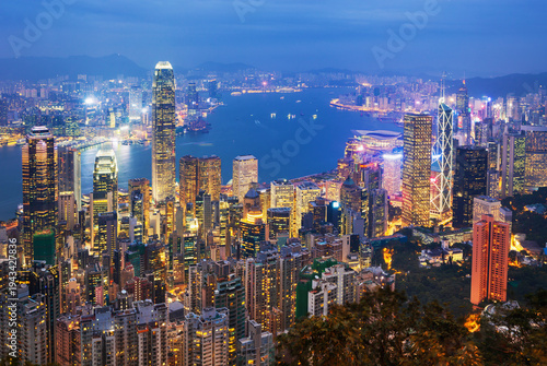 Homg Kong, Iconic Hong Kong city skyline and Victoria Harbour at daylight.