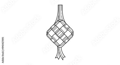 Ketupat Traditional Indonesian Food Illustration.