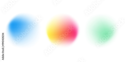 Set color circle gradient noise gradation. Abstract colorful watercolor blur mesh on isolated transparent background