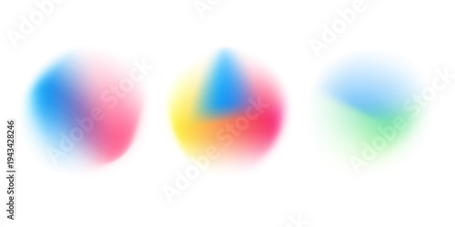 Set color circle gradient noise gradation. Abstract colorful watercolor blur mesh on isolated transparent background