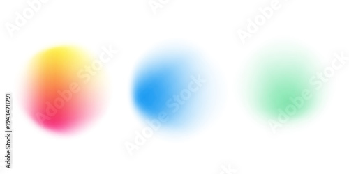 Set color circle gradient noise gradation. Abstract colorful watercolor blur mesh on isolated transparent background