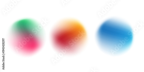 Set color circle gradient noise gradation. Abstract colorful watercolor blur mesh on isolated transparent background