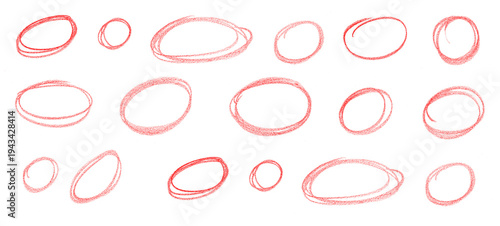 red circle mark. transparent hand drawn oval shape brush stroke for marking mistake in exam paper