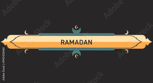 Ramadan greeting card with crescent moon.
