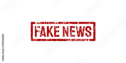 Fake news red rubber stamp - vector illustration