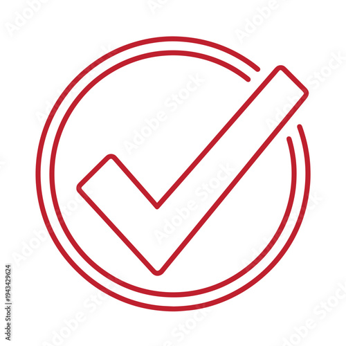 Red checkmark symbol in a circle used for confirmation or approval  a simple icon for indicating yes or correct