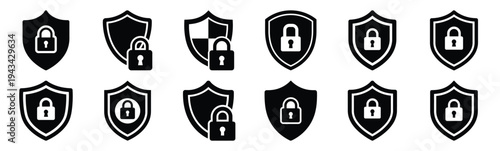 data protection icon set collection in silhouette vector style. Production icon collection vector illustration.