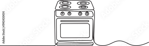 Simple continuous line of household appliances, stove with oven. one line art icon drawing vector