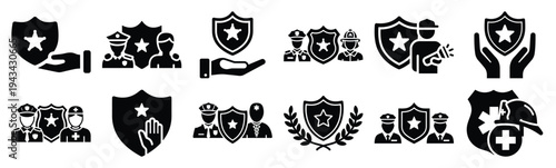 Φωτογραφία public safety icon set collection in silhouette vector style
