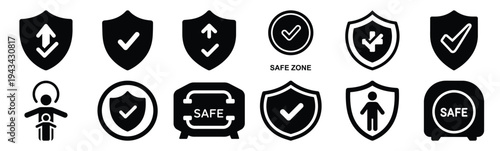 safe zone icon set collection in silhouette vector style. Production icon collection vector illustration.