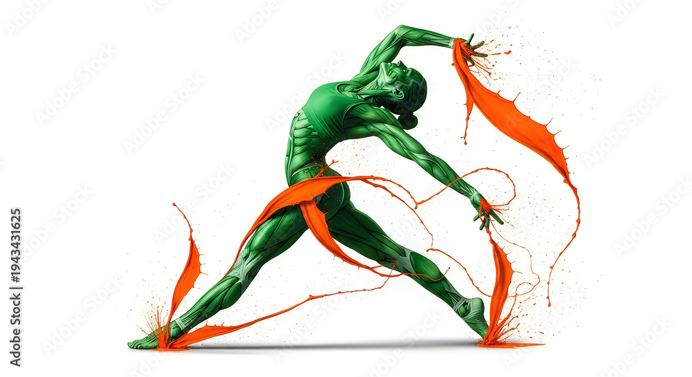 Obraz premium A dynamic illustration of a runner in motion, showcasing vibrant colors and athletic prowess.