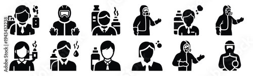 chemical protection icon set collection in silhouette vector style. Production icon collection vector illustration.