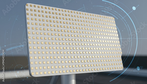 Flat panel phased array satellite antenna texture with geometric grid