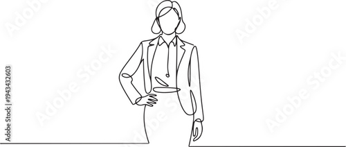 Polite office lady uniform. Professional work profession and uniform minimalist concept. one line art icon drawing vector