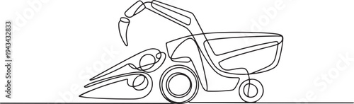 Modern technology in the form of plant harvesting machines. Modern technology minimalist concept. one line art icon drawing vector