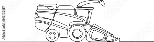 Modern technology in the form of plant harvesting machines. Modern technology minimalist concept. one line art icon drawing vector