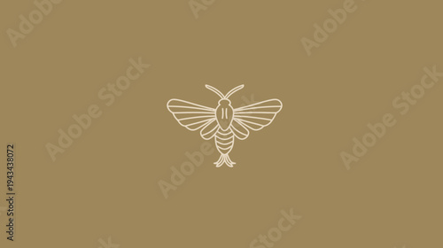 A simple illustration of a moth silhouette in cream color, centered on a muted brown background