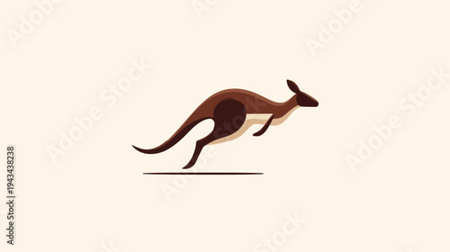A stylized illustration of a kangaroo in mid-leap against a neutral background