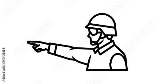 Soldier Pointing Direction, Military Personnel Giving Orders, Warning Signal
