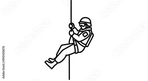Soldier rappelling down rope, military training, extreme sport, adventure, action, outdoor activity