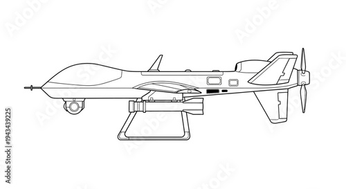 Unmanned Aerial Vehicle (UAV) Drone Blueprint Outline - Military Aircraft Technology
