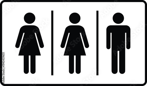 Restroom toilet sign with male and female symbols public bathroom icon isolated vector illustration for sanitation facility signage guidance and accessibility design