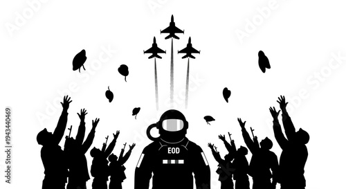 Astronaut Saluted by Crowd as Jets Fly Overhead