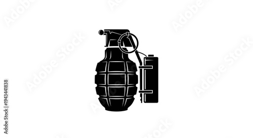 Black Grenade Icon on White Background, Vector Illustration