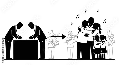 Business deal leads to celebration with family and marching band