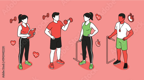 Group in Athletic Gear Engages in Fitness Routine with Weights and Jump Ropes