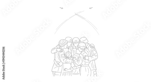 Family Reunion: Soldiers Embrace Loved Ones Under Sky with Jets