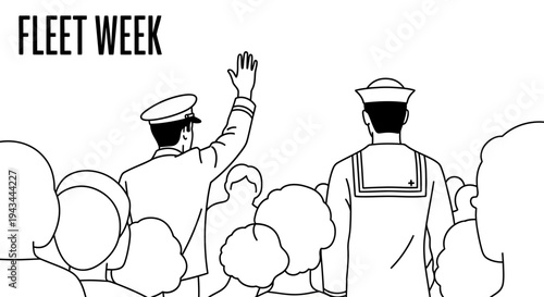 Fleet Week Celebration: Sailors Wave to Crowd, Military Event, Patriotic Gathering