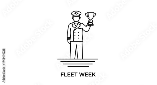 Fleet Week Captain Holding Trophy, Maritime Celebration, Naval Service, Victory