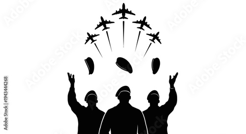 Military Pilots Juggling Airplanes and Bombs with Fighter Jets Flying Above