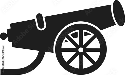 Cannon silhouette  icon vector  on white  background 